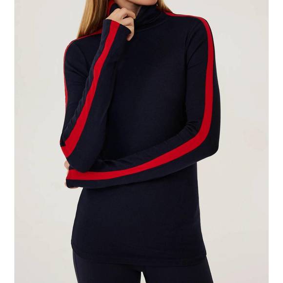 NEW SPLITS59 jackson full length turtleneck top in indigo/red - Picture 1 of 6